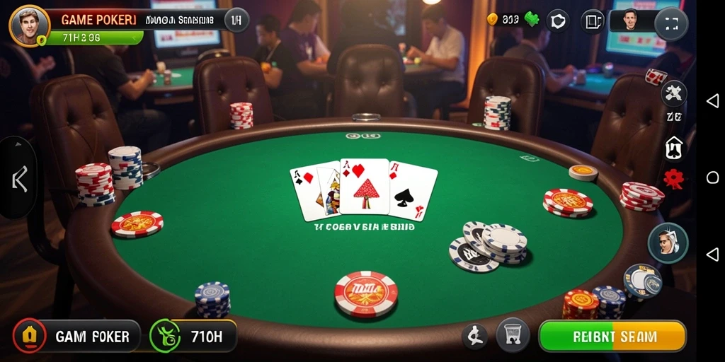 Tampilan permainan Poker seru dan grafis yang memukau.