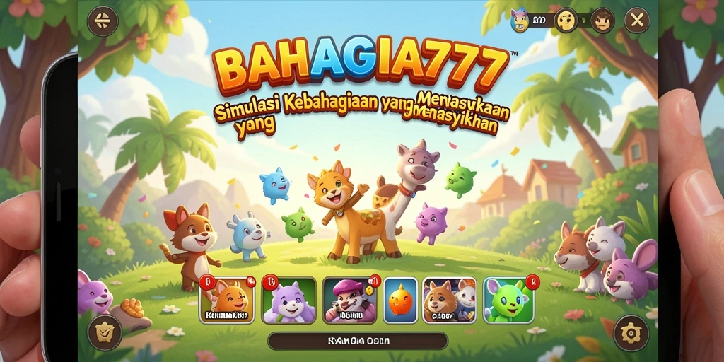 Screenshot gameplay BAHAGIA777 menampilkan interaksi karakter dalam simulasi kebahagiaan.
