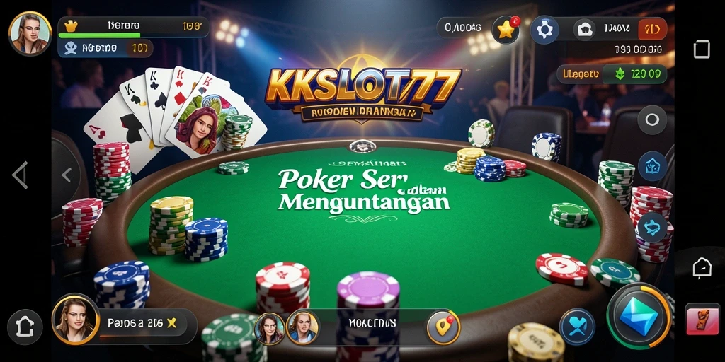Tampilan gameplay KKSLOT777 menampilkan suasana Poker yang mendebarkan.
