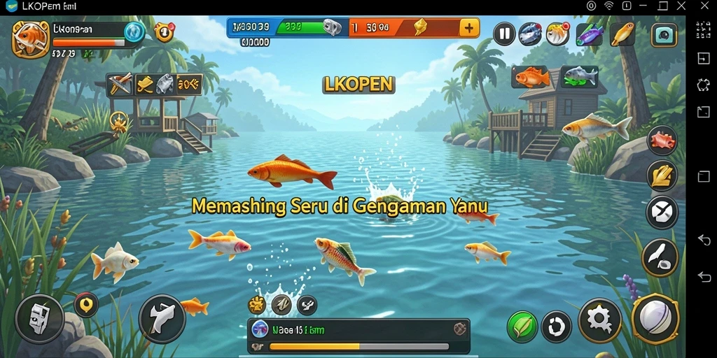 Screenshot gameplay LKOPEN dengan suasana memancing yang menegangkan.