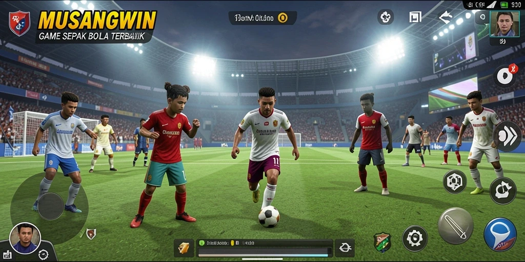 Menampilkan aksi mendebarkan di lapangan sepak bola dalam MUSANGWIN.