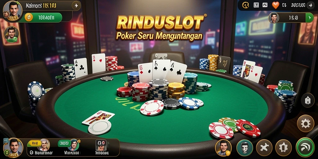 Tampilan gameplay menarik dari RINDUSLOT dalam permainan Poker.